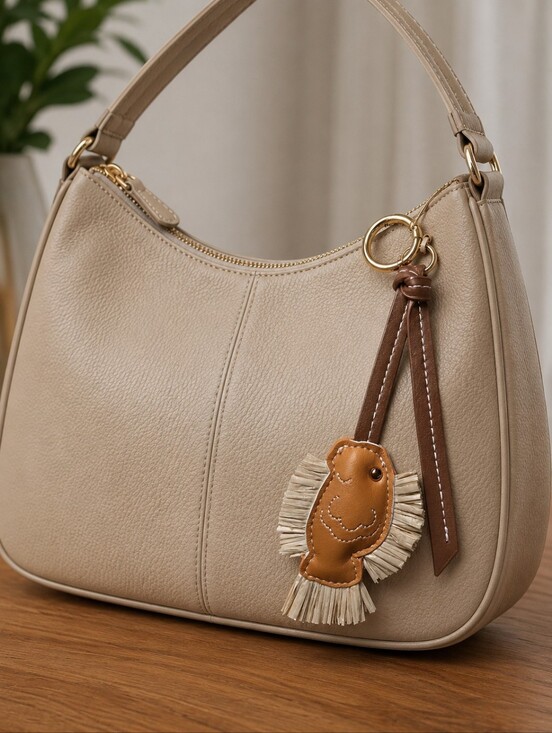No Boundaries Accessories - Mustard Leather Hobo Fish Charm